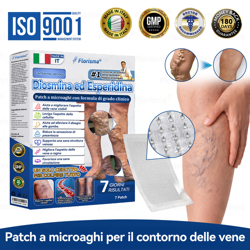 🛡️ 𝑭𝑳𝑶𝑹𝑰𝑺𝑴𝑨® 🎉 Cerotto Microneedle di Grado Clinico (con Diosmina ed Esperidina) — Progettato specificamente per contrastare i capillari visibili e le vene varicose, aiutando al contempo ad alleviare la sensazione di gambe pesanti e affaticate. 👩‍⚕️
