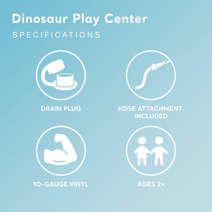 Inflatable Dinosaur Play Center Outdoor Playhouse Inflatable Water Park with Kid Pool Slide, Water Sprayer, Waterfall, and 6 Balls, Multicolor