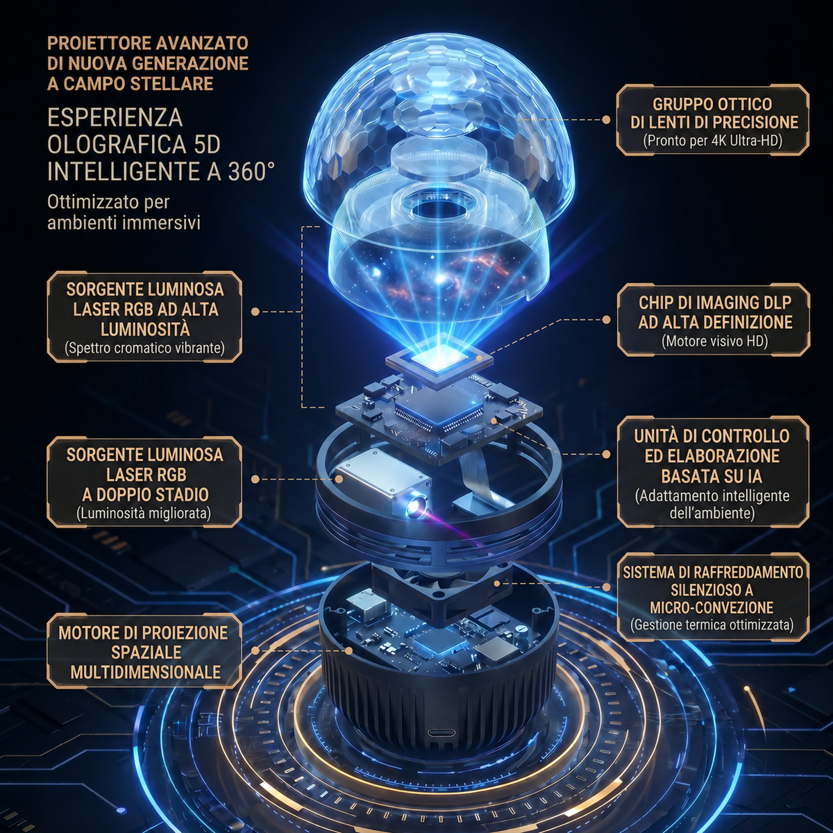 Negozio Ufficiale | ✨🎁SCNDR® Proiettore Olografico Intelligente 360° Cielo Stellato (Proiezione HD Dinamica Intelligente 5D)