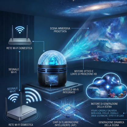 Negozio Ufficiale | ✨🎁SCNDR® Proiettore Olografico Intelligente 360° Cielo Stellato (Proiezione HD Dinamica Intelligente 5D)