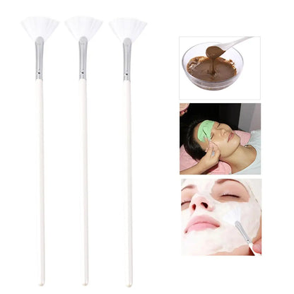 3 Pcs Shape for DIY Skin Care Mask Diy Brushes Fan Shape Mask Brushes Facials Skincare Smooth Coverage Beauty Tools